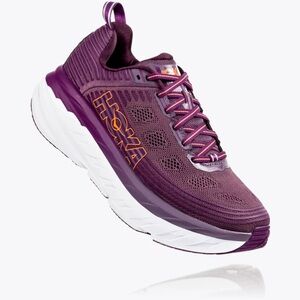HOKA Bondi 6 purple and orange